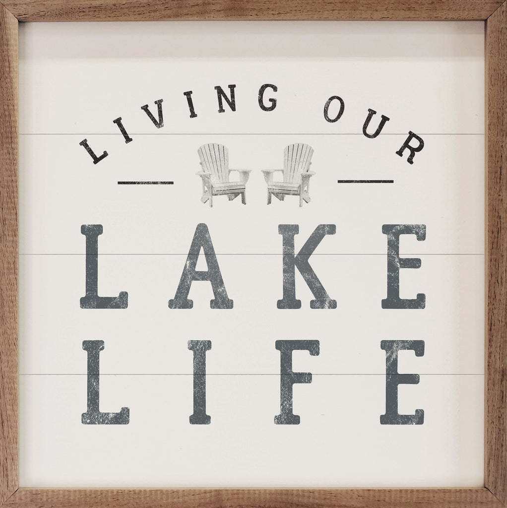 Living Our Lake Life White 16x16 / White