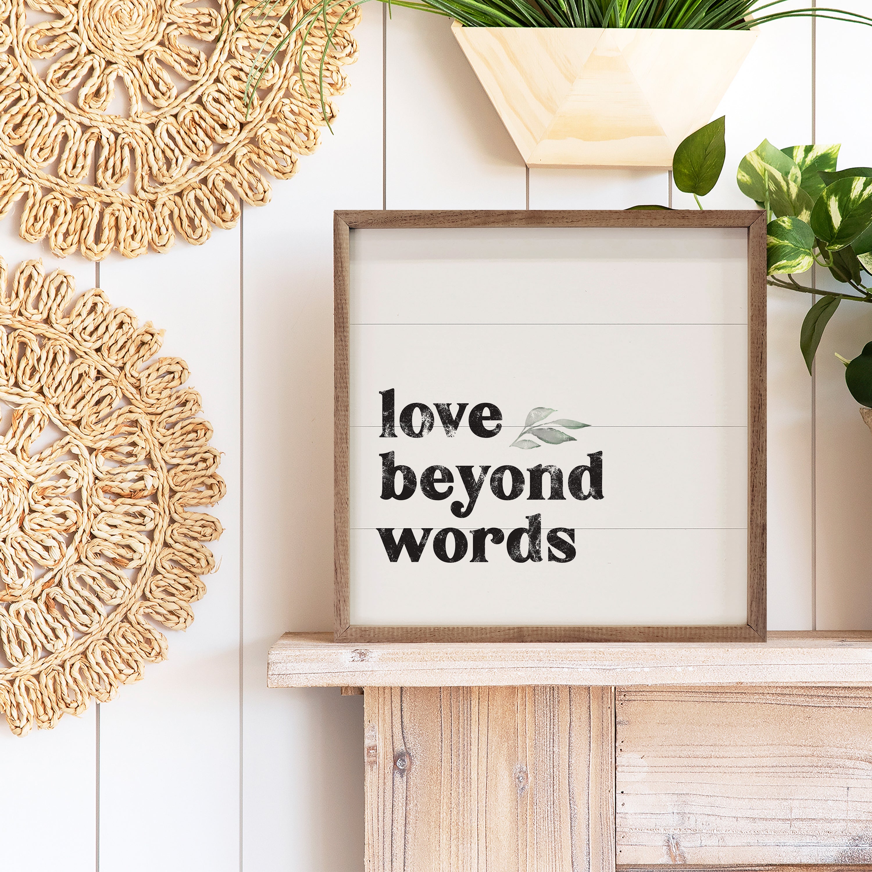 Love Beyond Words Greenery White 16x16 / White