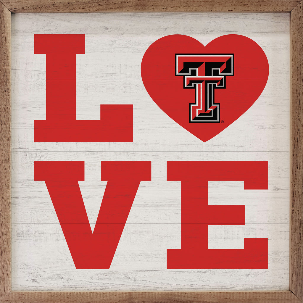 Love Heart Texas Tech 16x16 / White