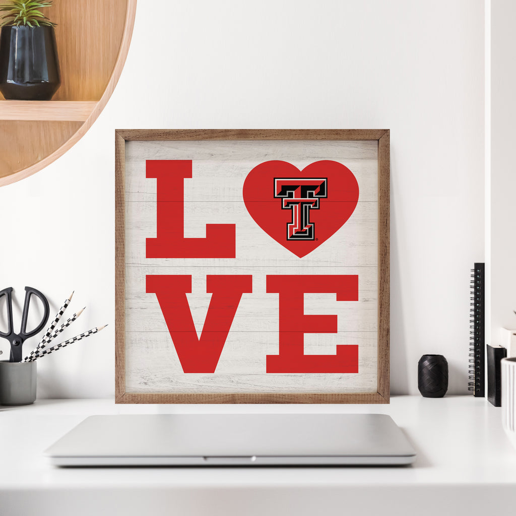 Love Heart Texas Tech 16x16 / White