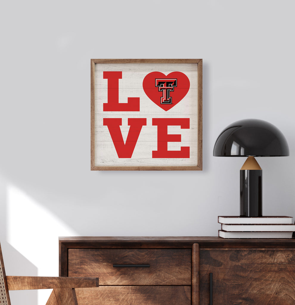 Love Heart Texas Tech 16x16 / White