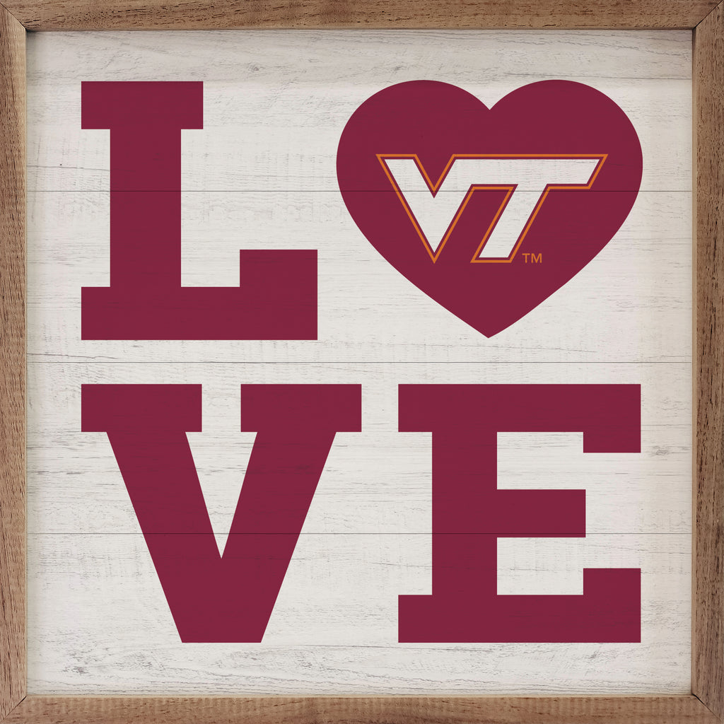 Love Heart Virginia Tech 16x16 / White