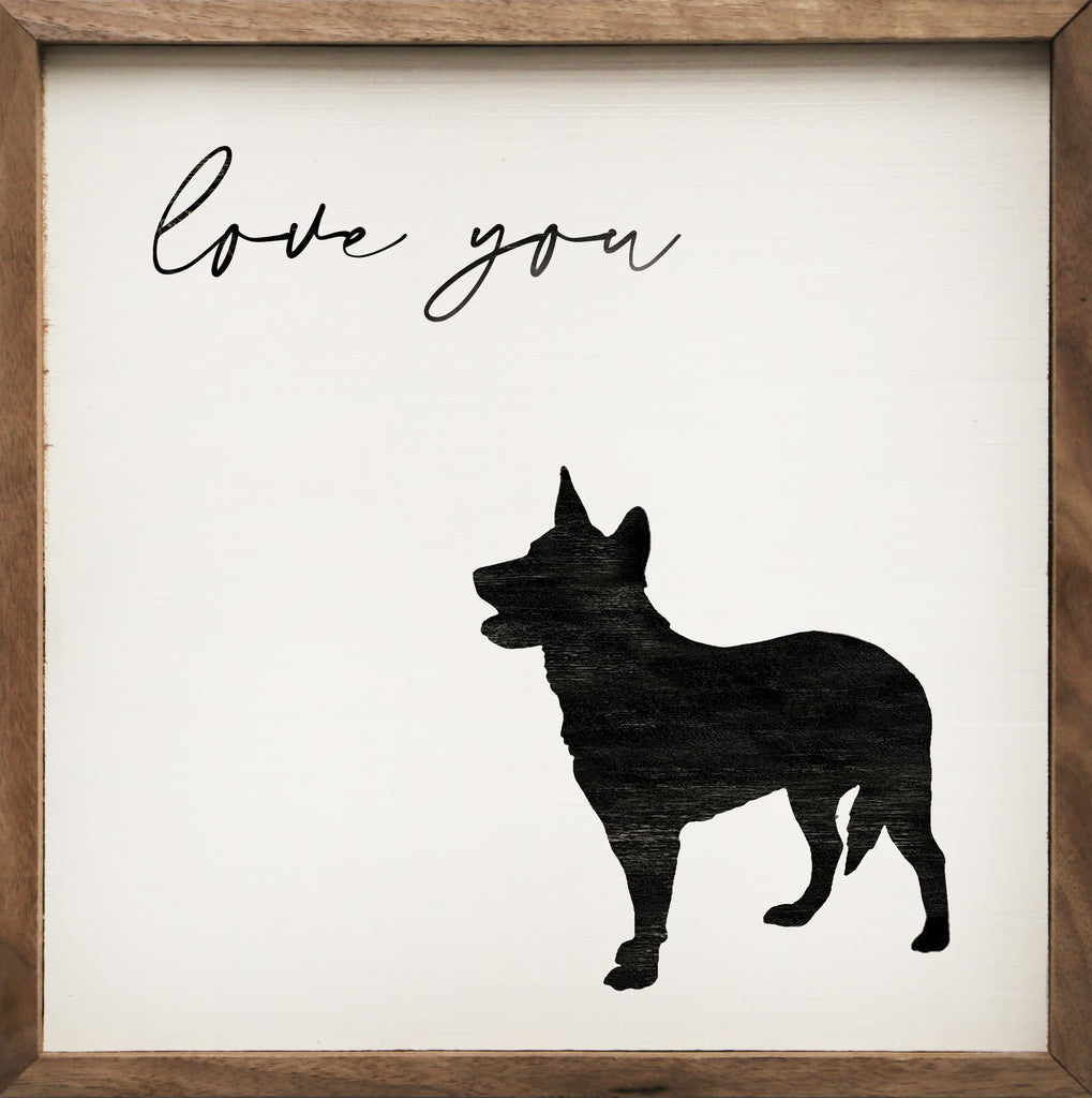 Love You Heeler White 16x16 / White