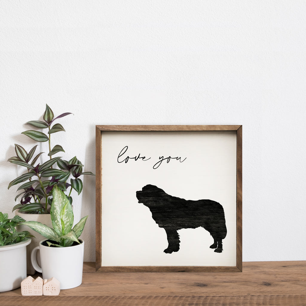 Love You Saint Bernard White 16x16 / White