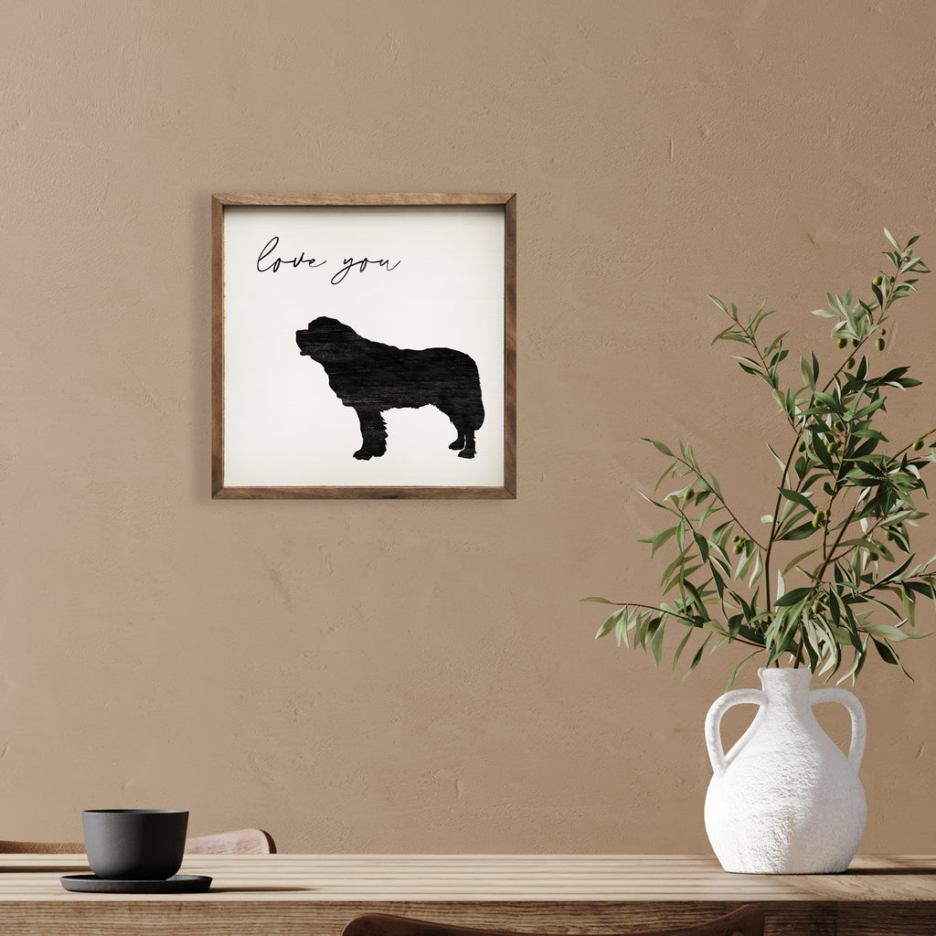 Love You Saint Bernard White 16x16 / White