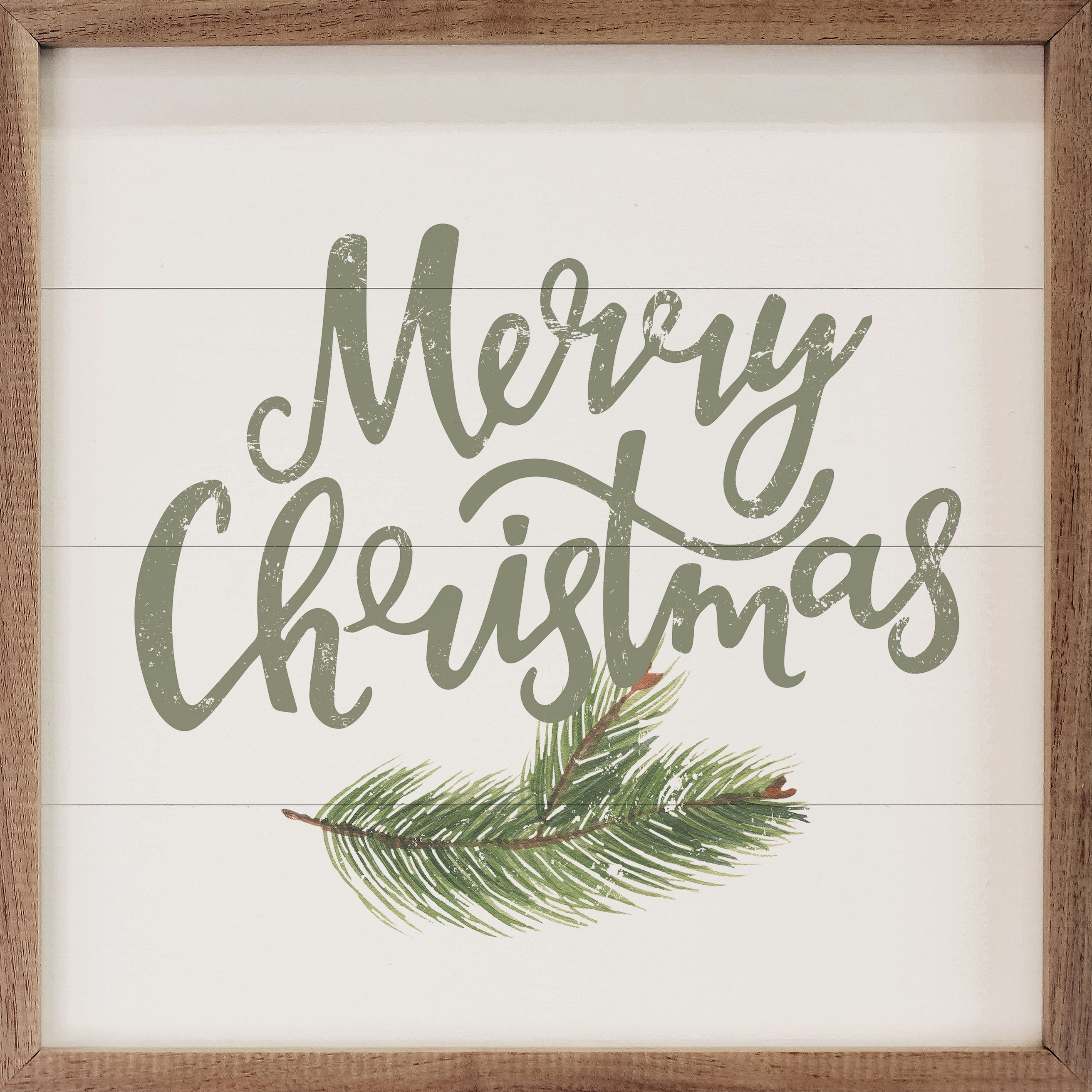 Merry Christmas Green White 16x16 / White