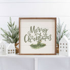 Merry Christmas Green White 16x16 / White