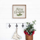 Merry Christmas Green White 16x16 / White