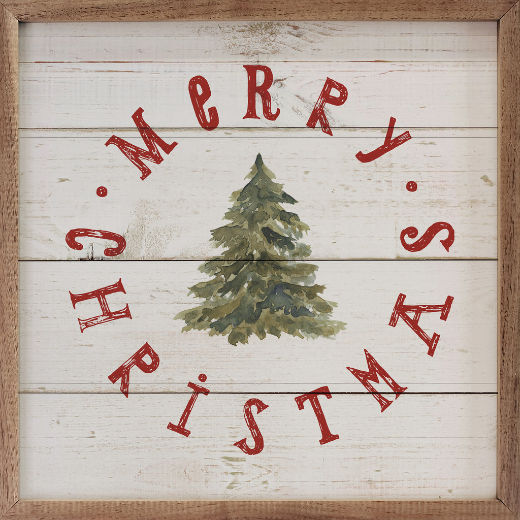 Merry Christmas Tree Whitewash 16x16 / Whitewash