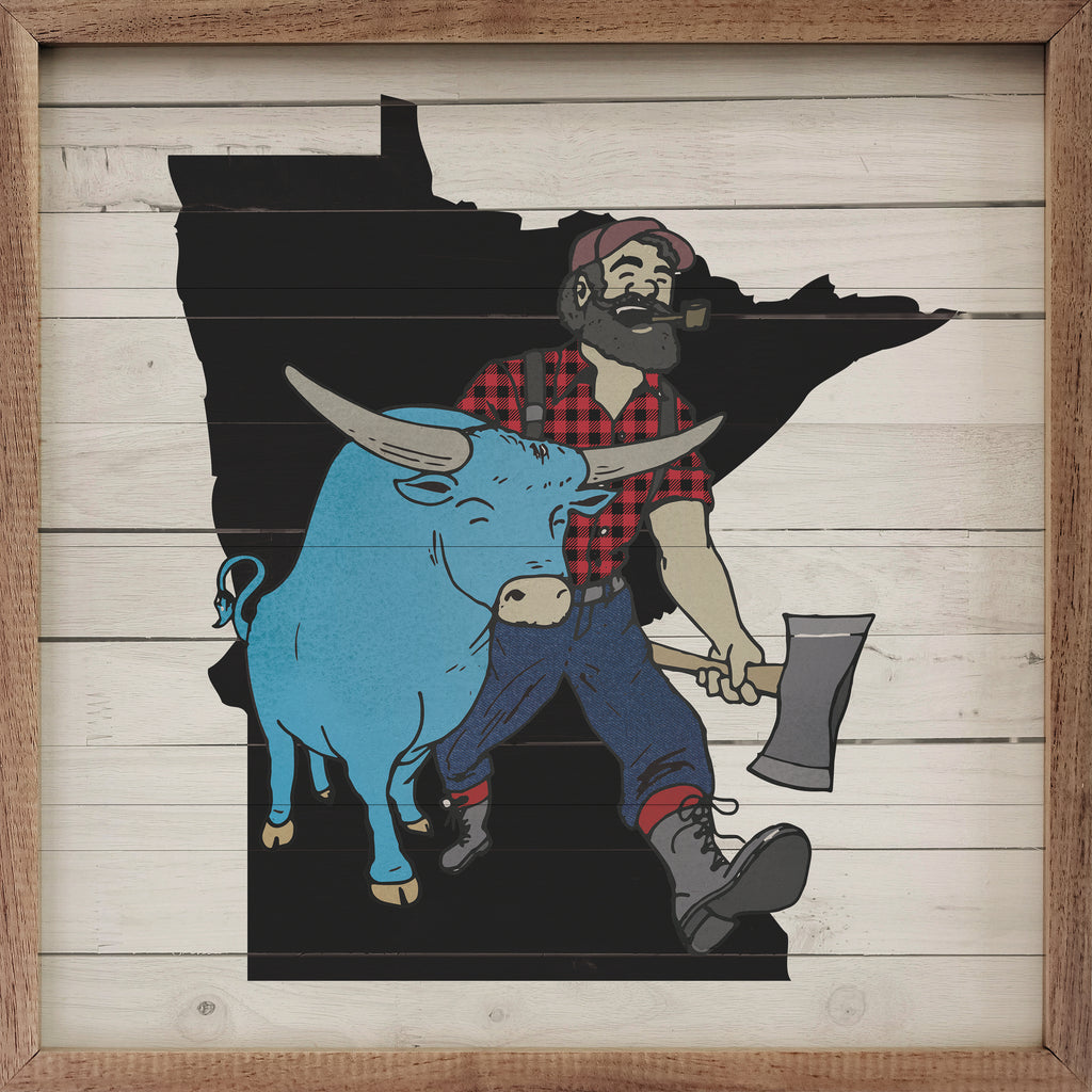 Minnesota Paul Bunyan And Babe 16x16 / Whitewash
