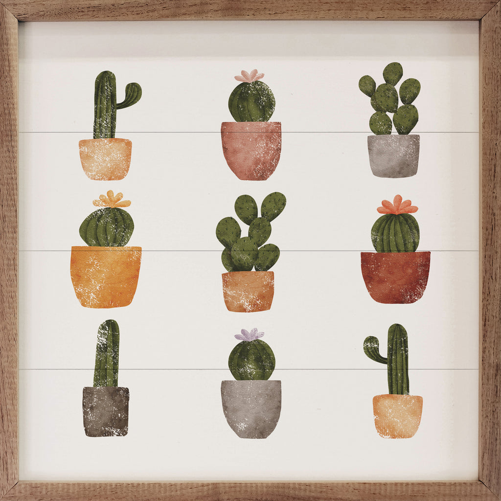 Nine Potted Cacti 16x16 / White