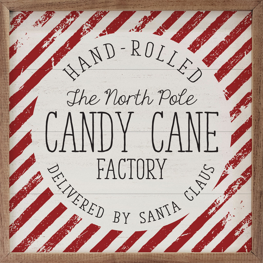 North Pole Candy Cane Factory Stripe 16x16 / White
