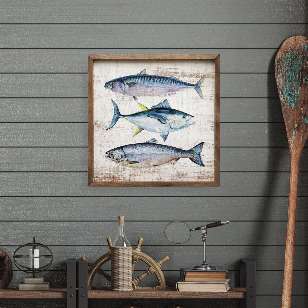 Ocean Fish Print 16x16 / White