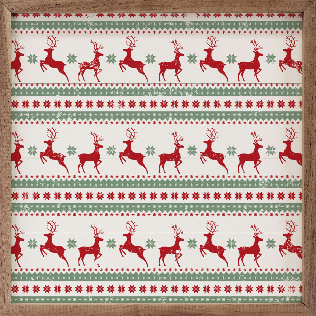 Pattern Christmas Reindeer 16x16 / White