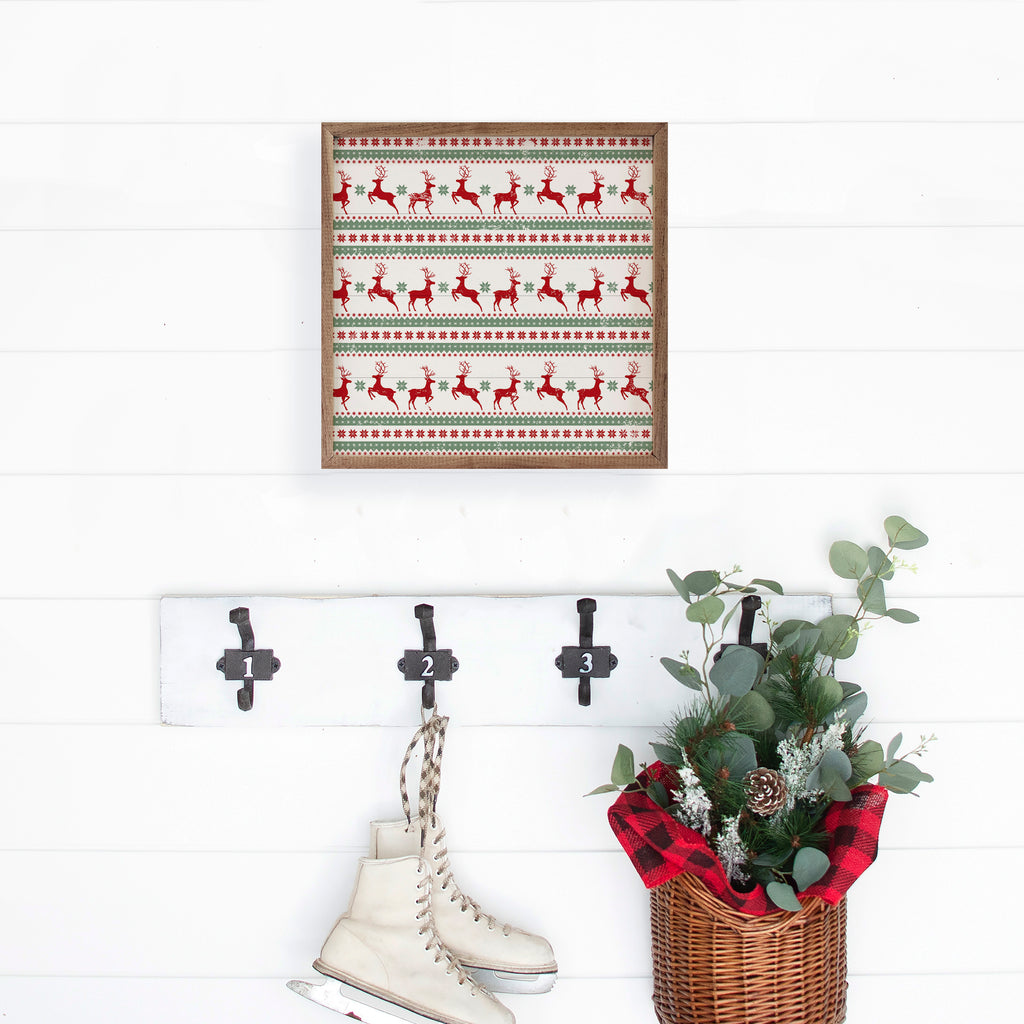 Pattern Christmas Reindeer 16x16 / White