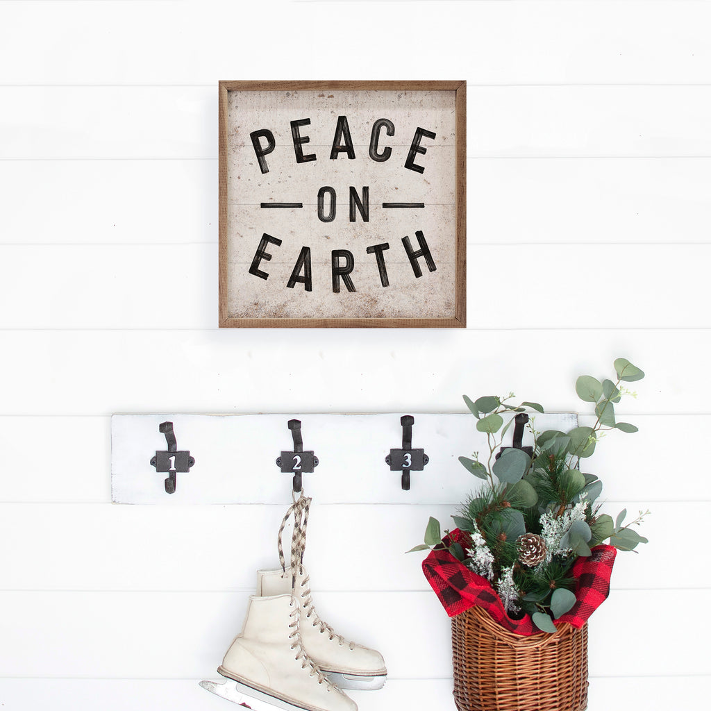 Peace On Earth Lines White 16x16 / White