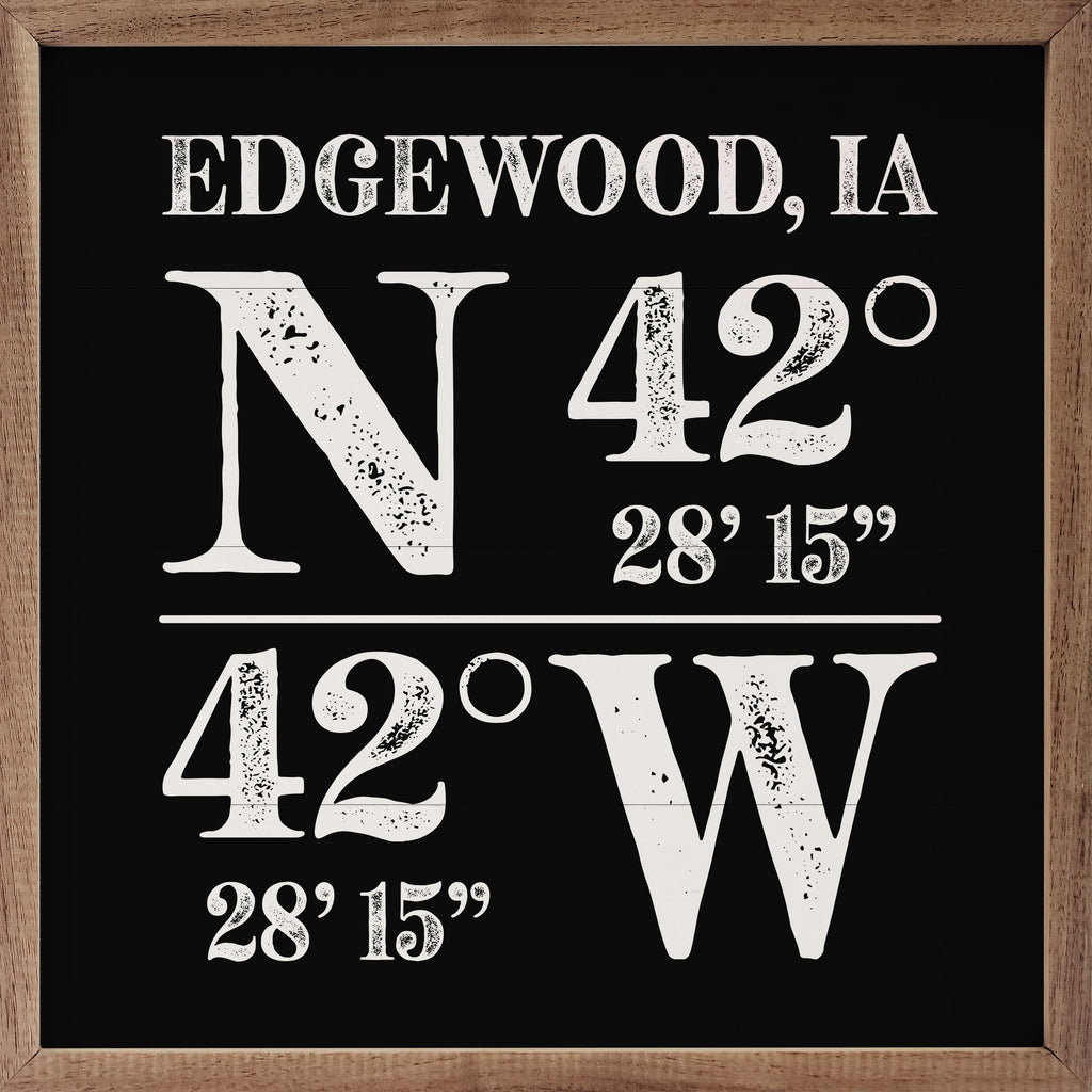 Personalized Rustic City State Coordinates Black 16x16 / Black