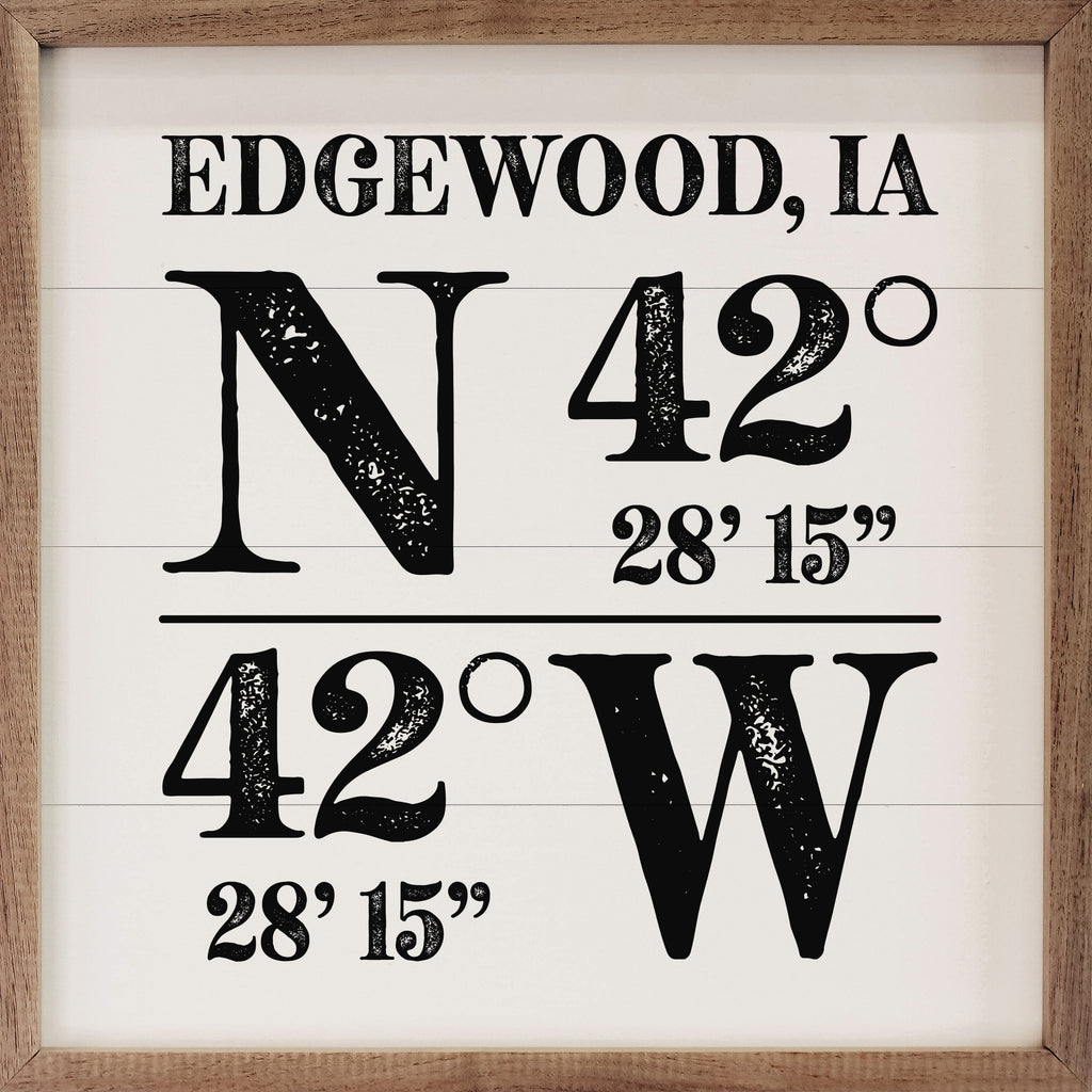 Personalized Rustic City State Coordinates White 16x16 / White