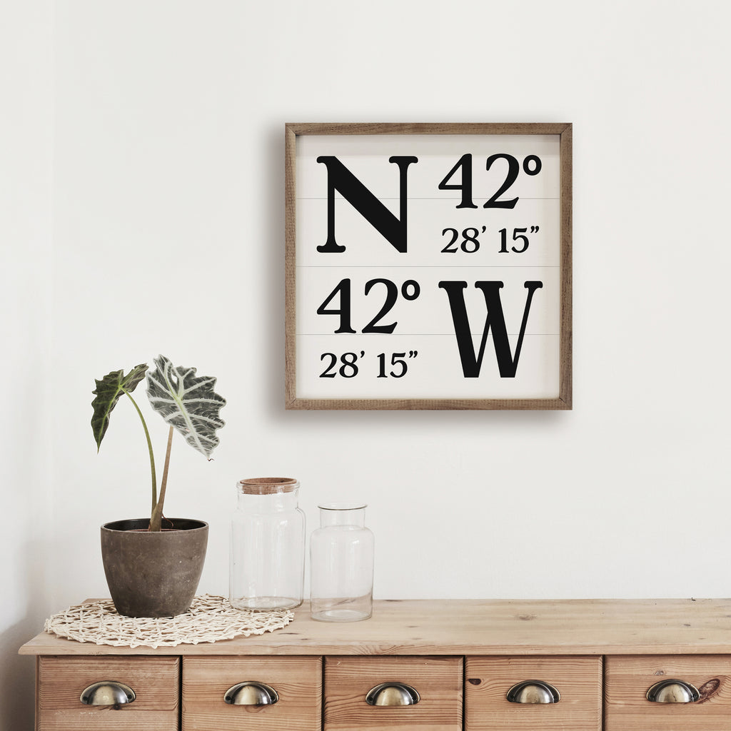 Personalized Simple Coordinates White 16x16 / White