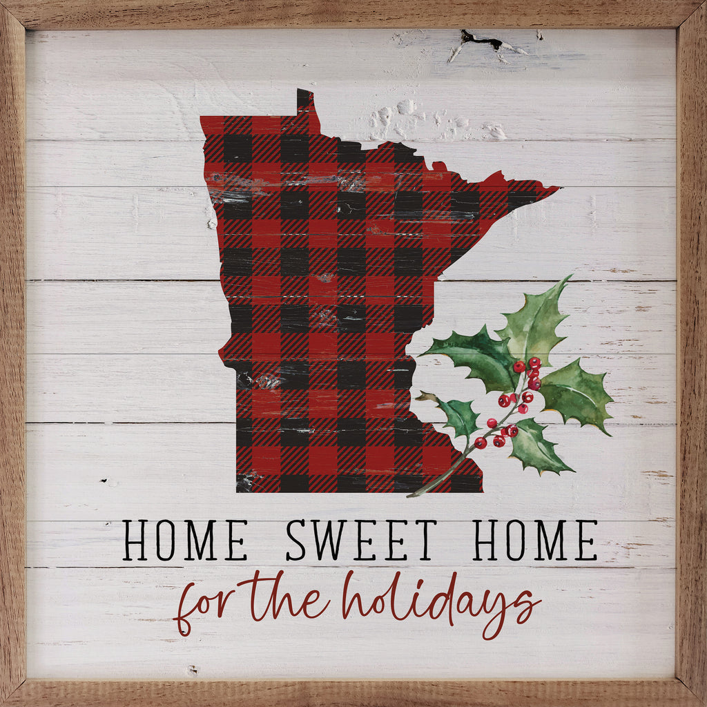 Personalized State Home Sweet Home For The Holidays Whitewash 16x16 / Whitewash