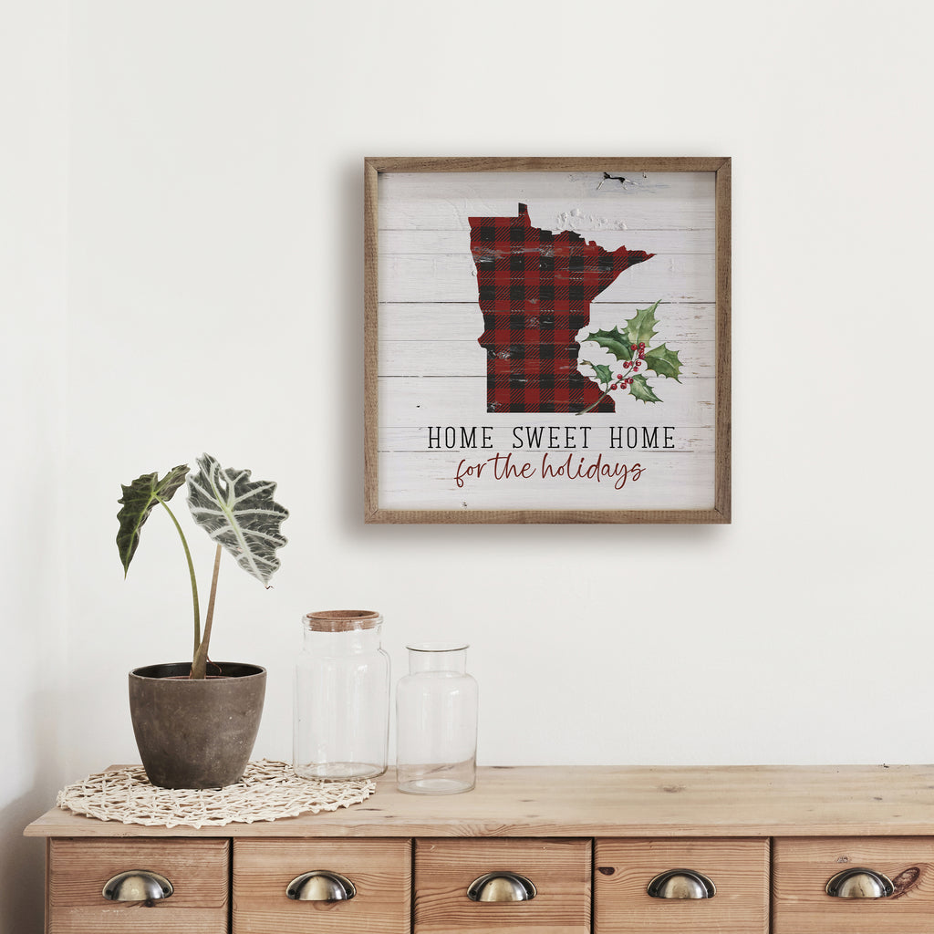 Personalized State Home Sweet Home For The Holidays Whitewash 16x16 / Whitewash