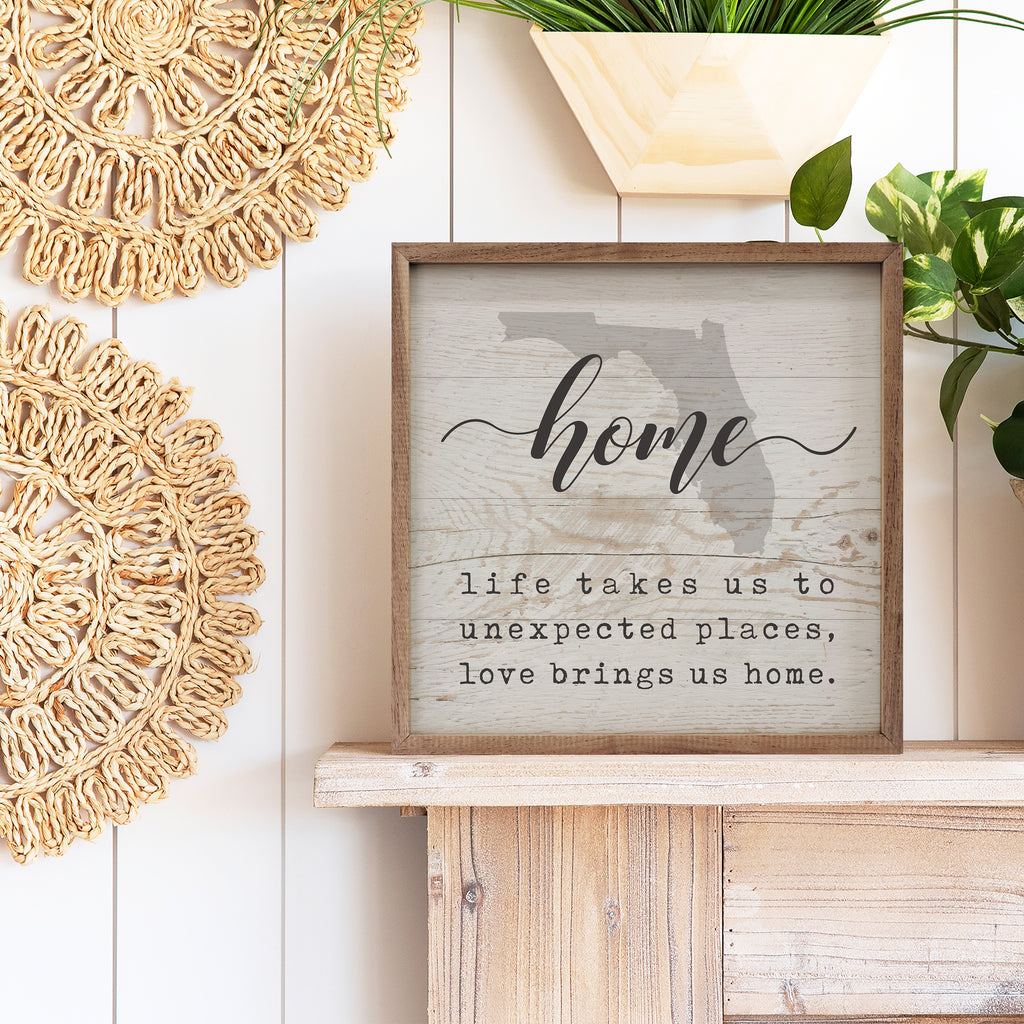 Personalized State Home Unexpected Places Whitewash 16x16 / Whitewash