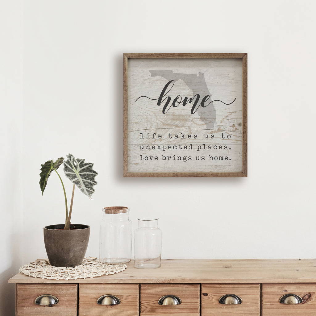 Personalized State Home Unexpected Places Whitewash 16x16 / Whitewash