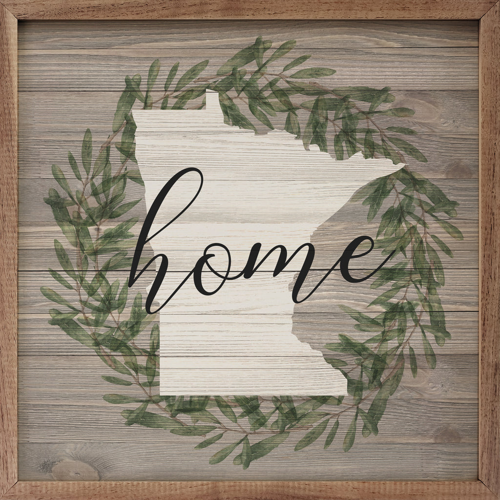Personalized State Home Wreath Whitewash 16x16 / Whitewash