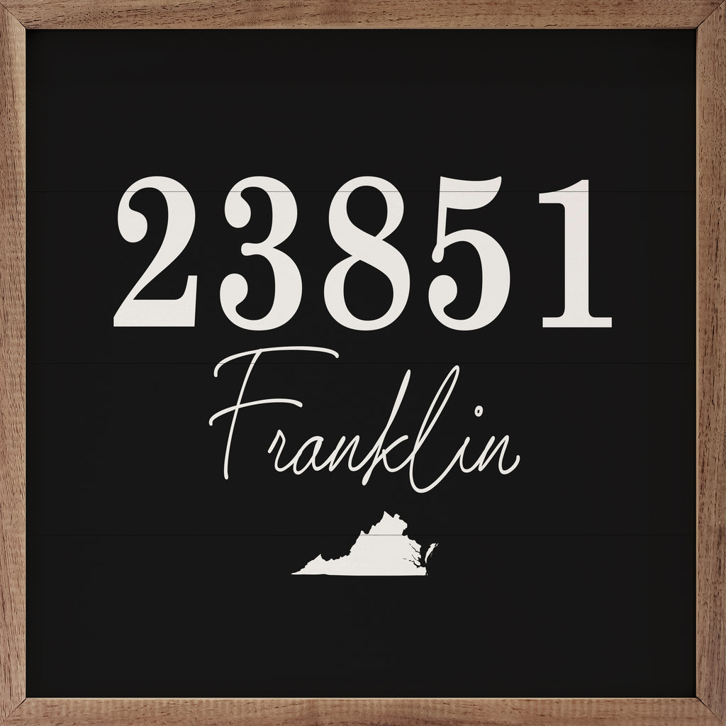 Personalized Zip City State Square Black 16x16 / Black