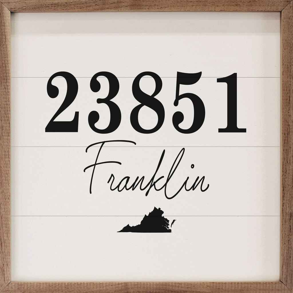 Personalized Zip City State Square White 16x16 / White