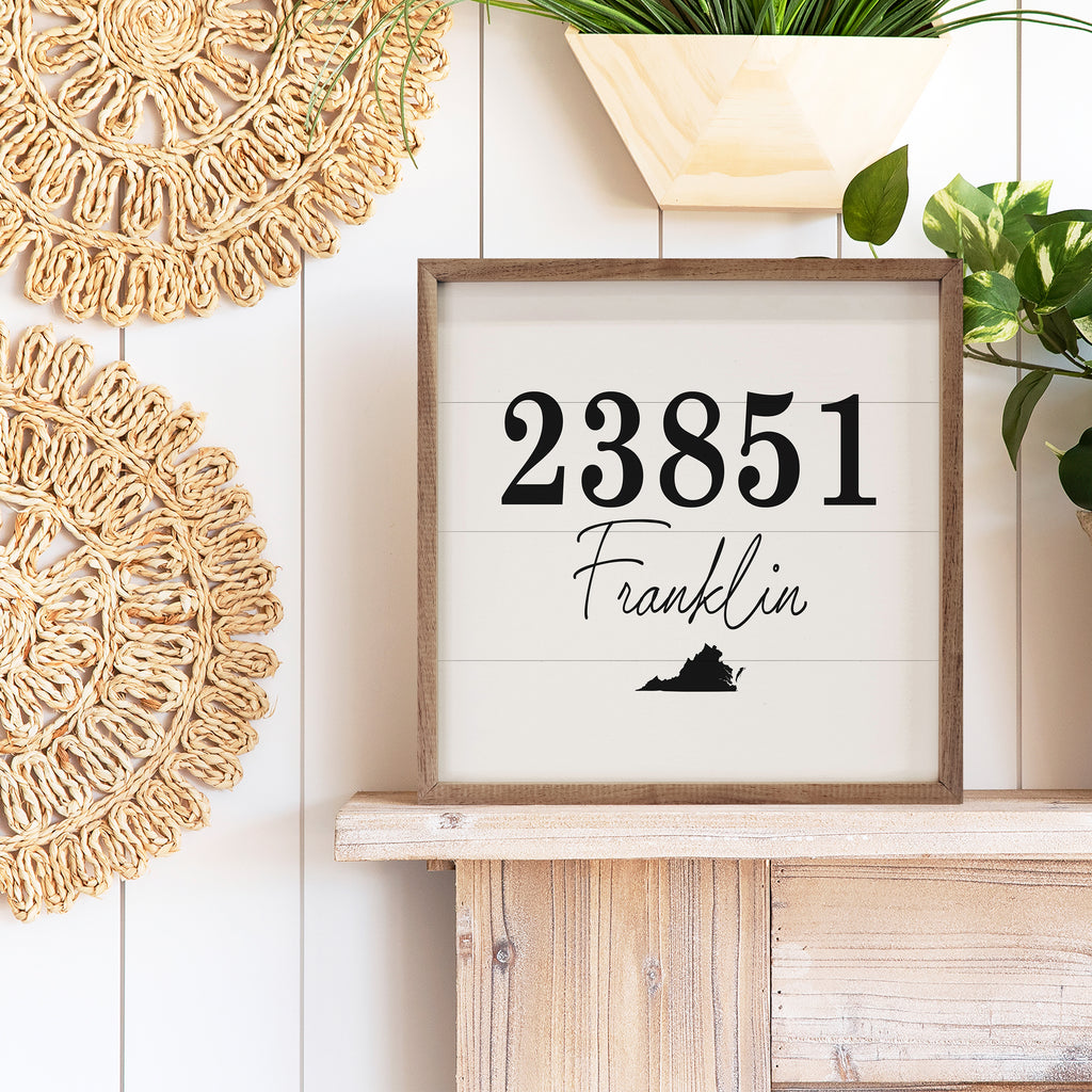 Personalized Zip City State Square White 16x16 / White