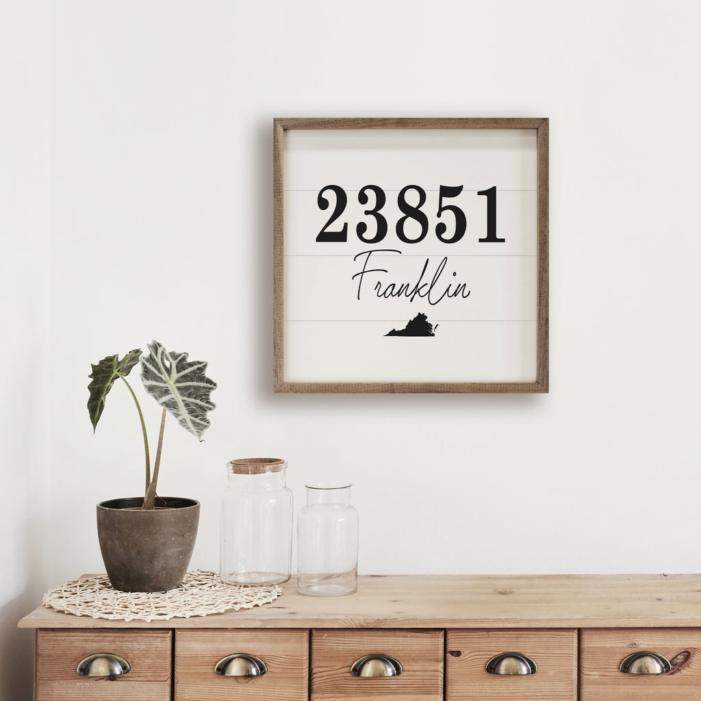 Personalized Zip City State Square White 16x16 / White