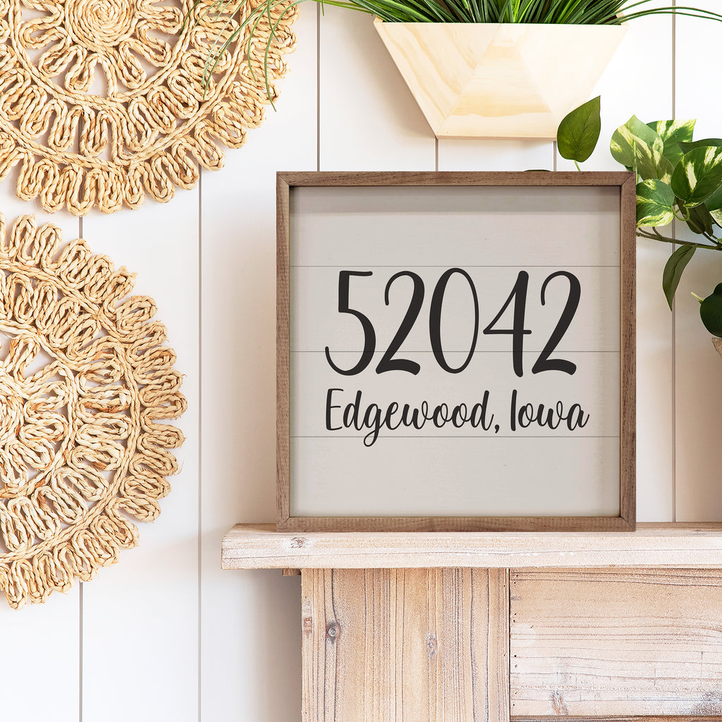 Personalized Zip City State White 16x16 / White