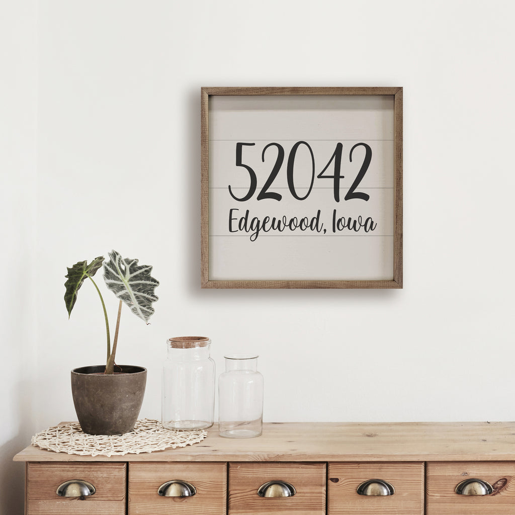 Personalized Zip City State White 16x16 / White
