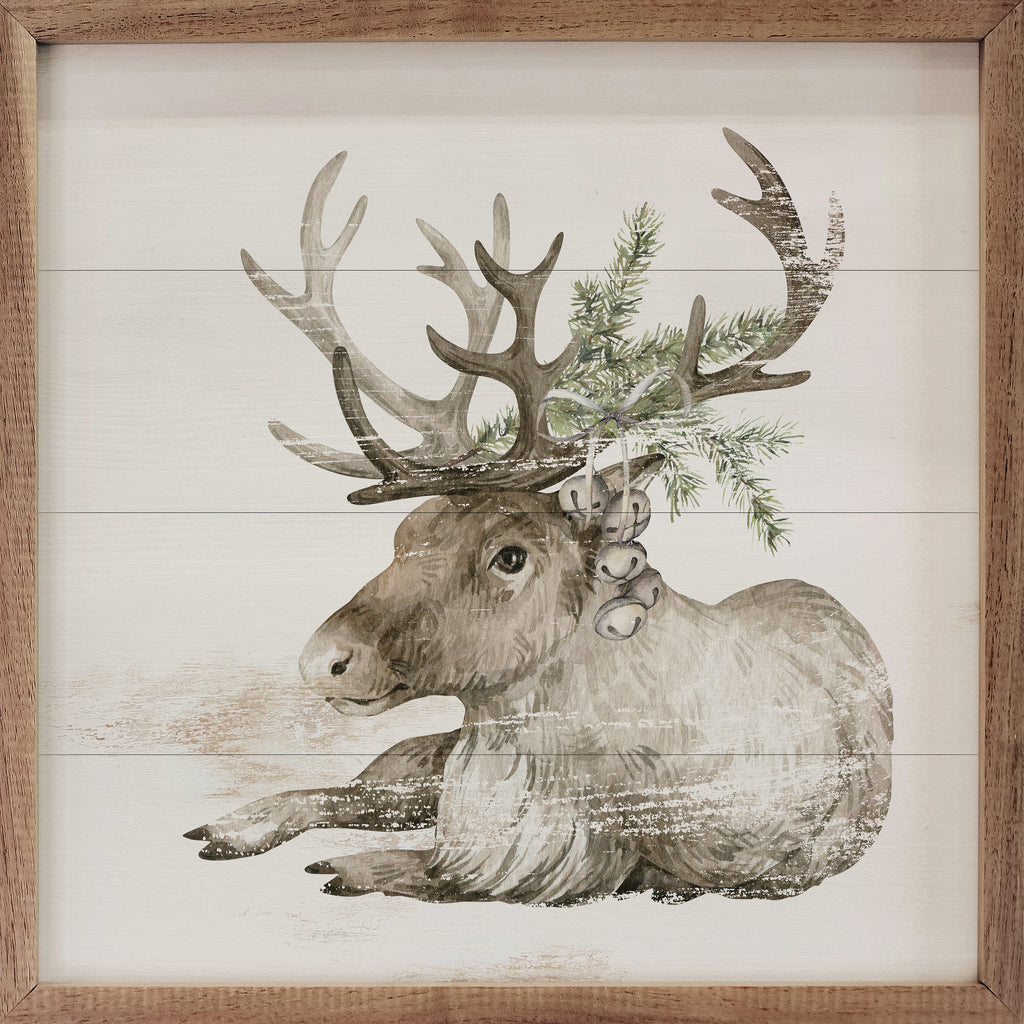 Reindeer With Pine Whitewash 16x16 / Whitewash