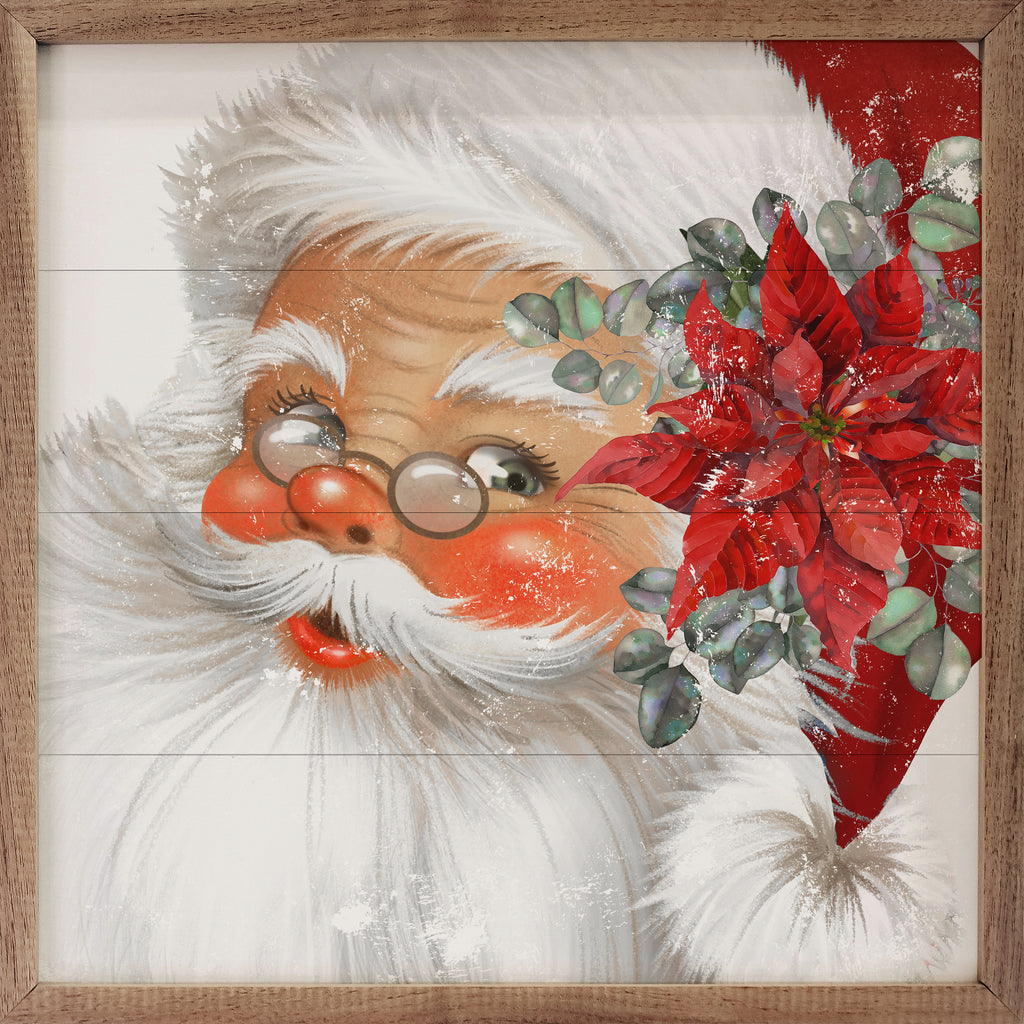 Santa Red Hat Poinsettia White 16x16 / White