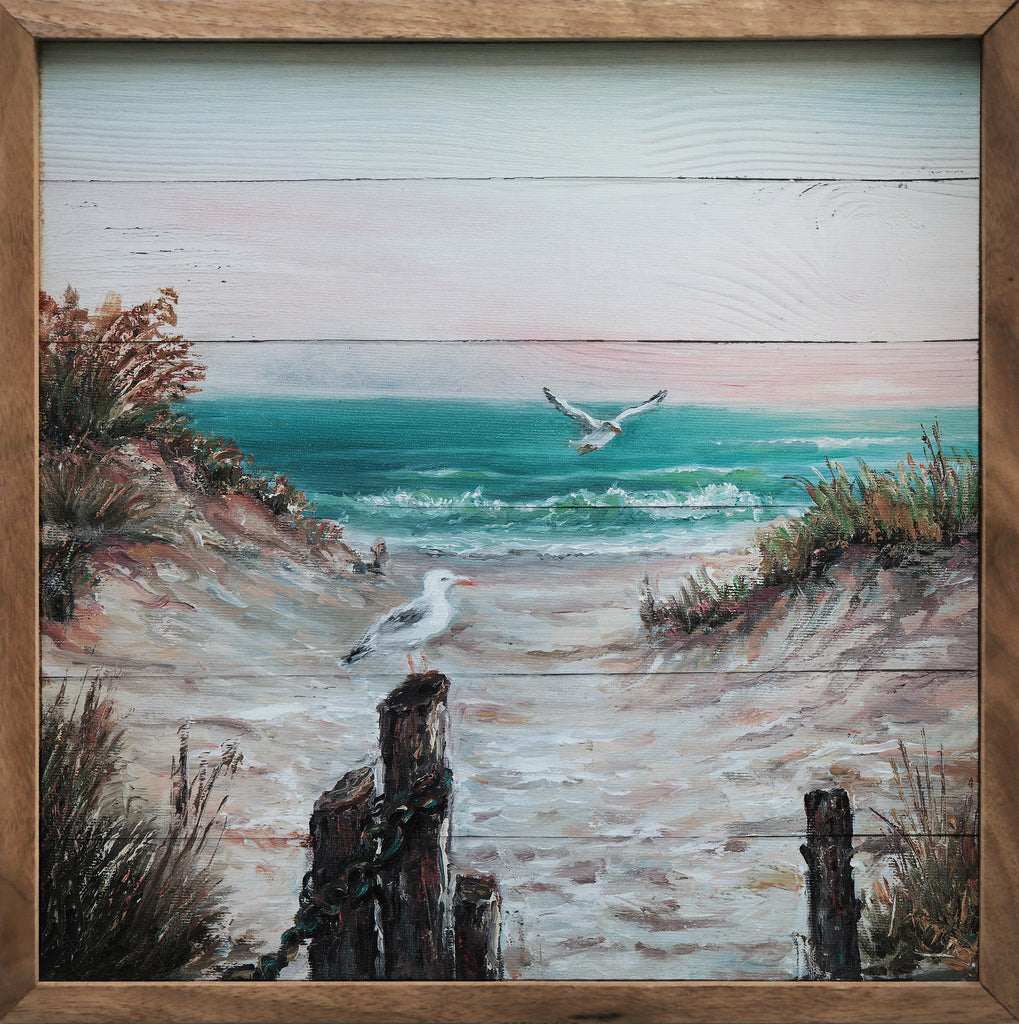 Seagulls On The Beach 16x16 / White