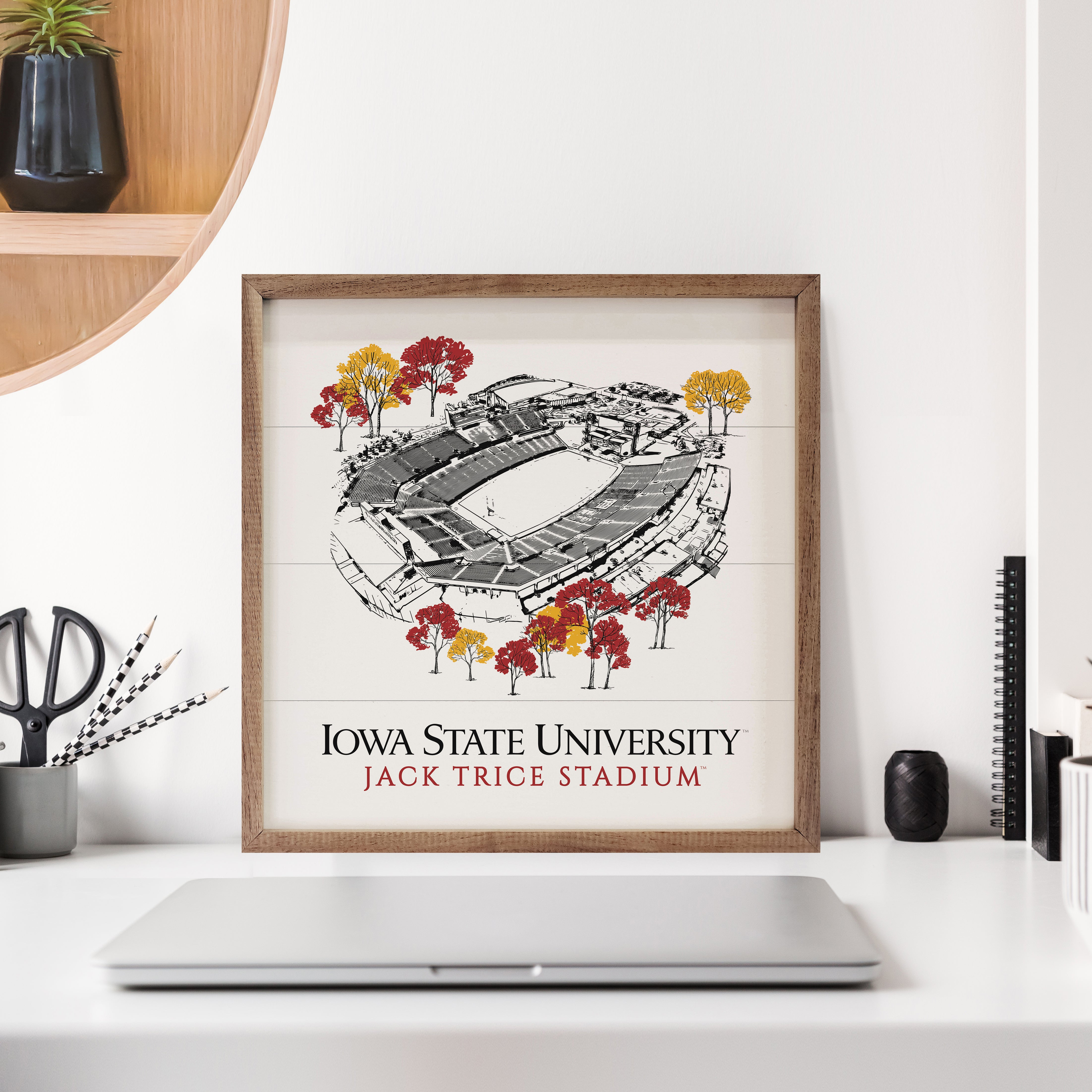Sketch Football Stadium Iowa State 16x16 / White