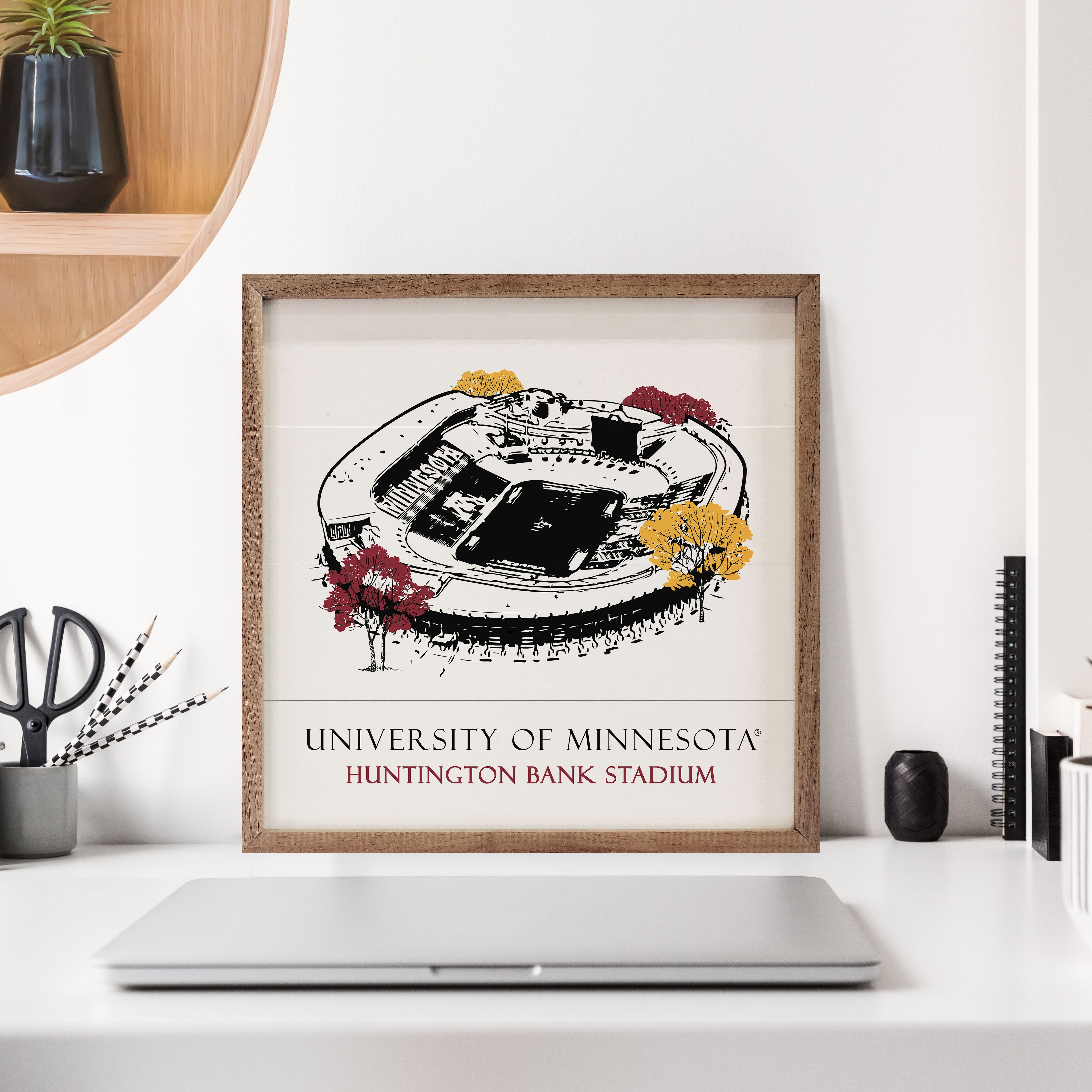 Sketch Football Stadium Minnesota 16x16 / White