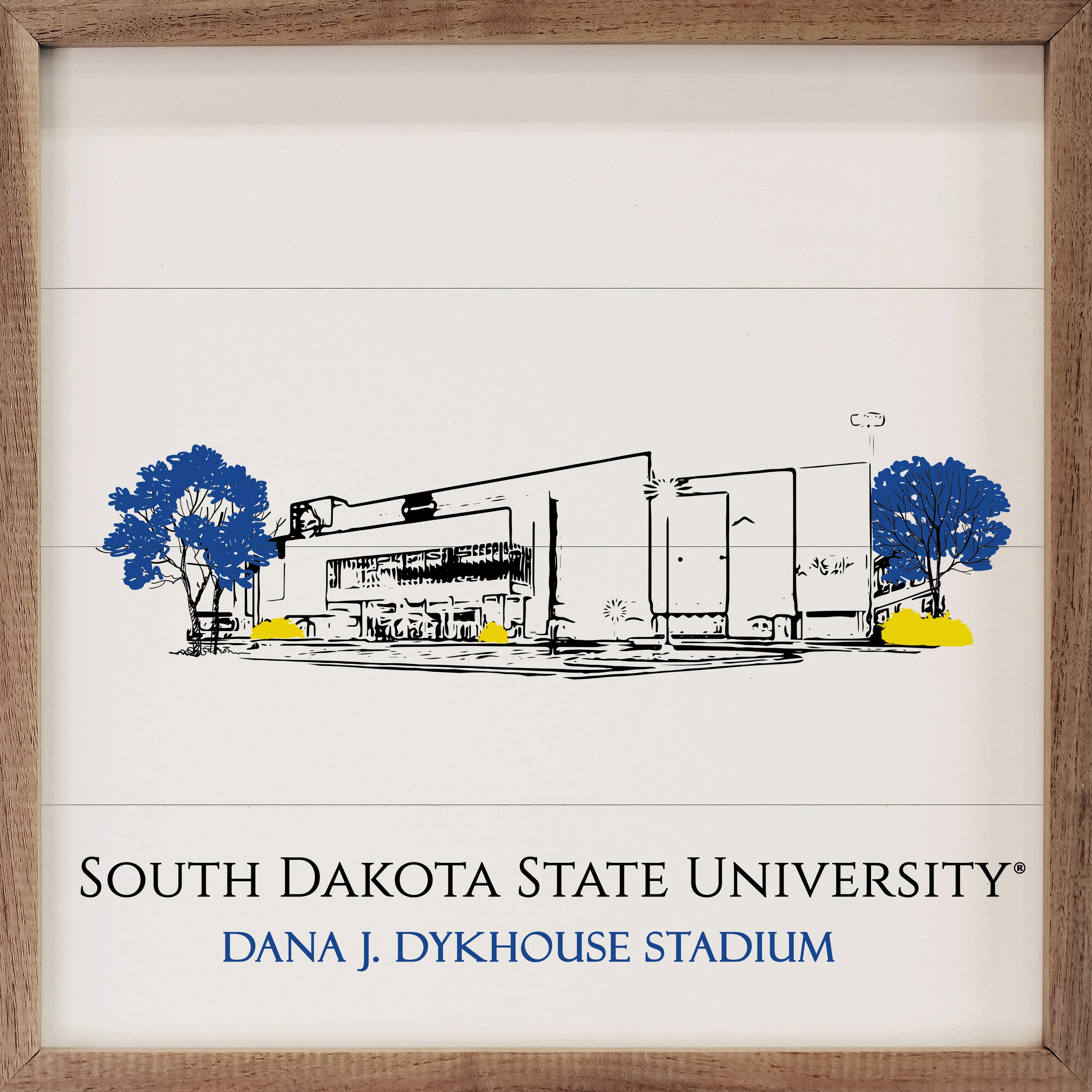 Sketch Football Stadium South Dakota State 16x16 / White