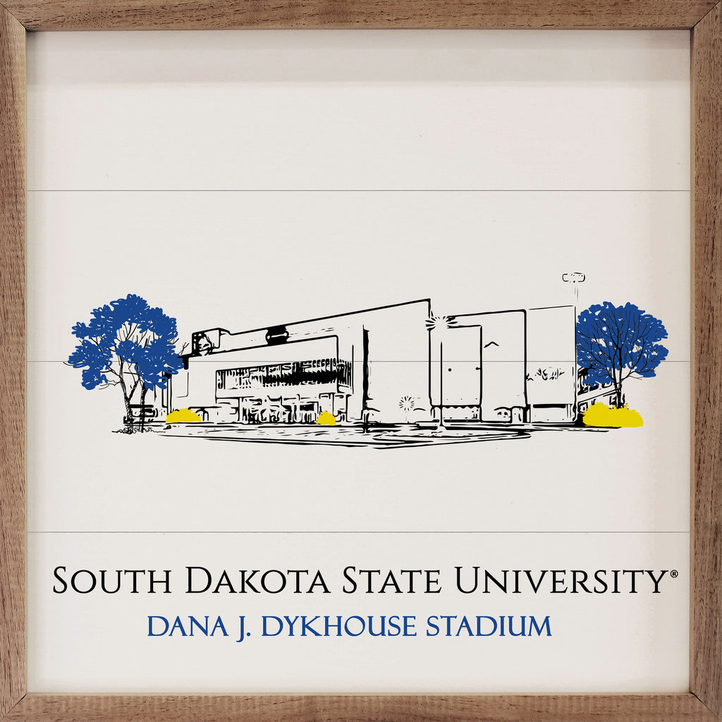 Sketch Football Stadium South Dakota State 16x16 / White