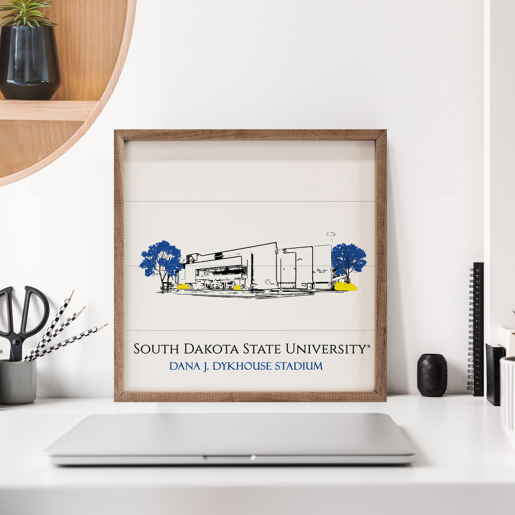 Sketch Football Stadium South Dakota State 16x16 / White