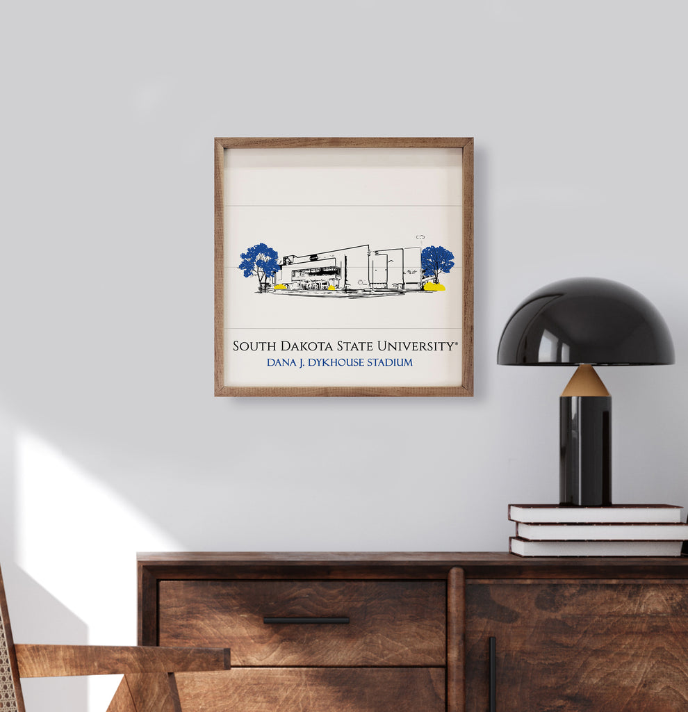 Sketch Football Stadium South Dakota State 16x16 / White