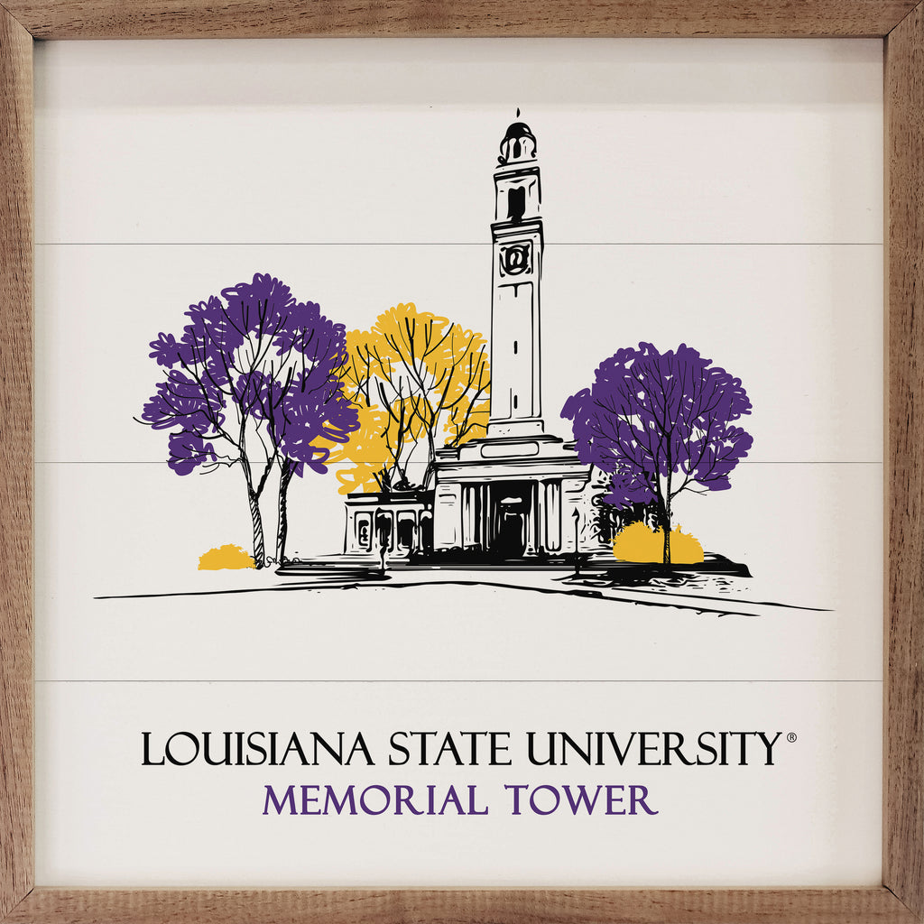 Sketch Memorial Tower LSU 16x16 / White