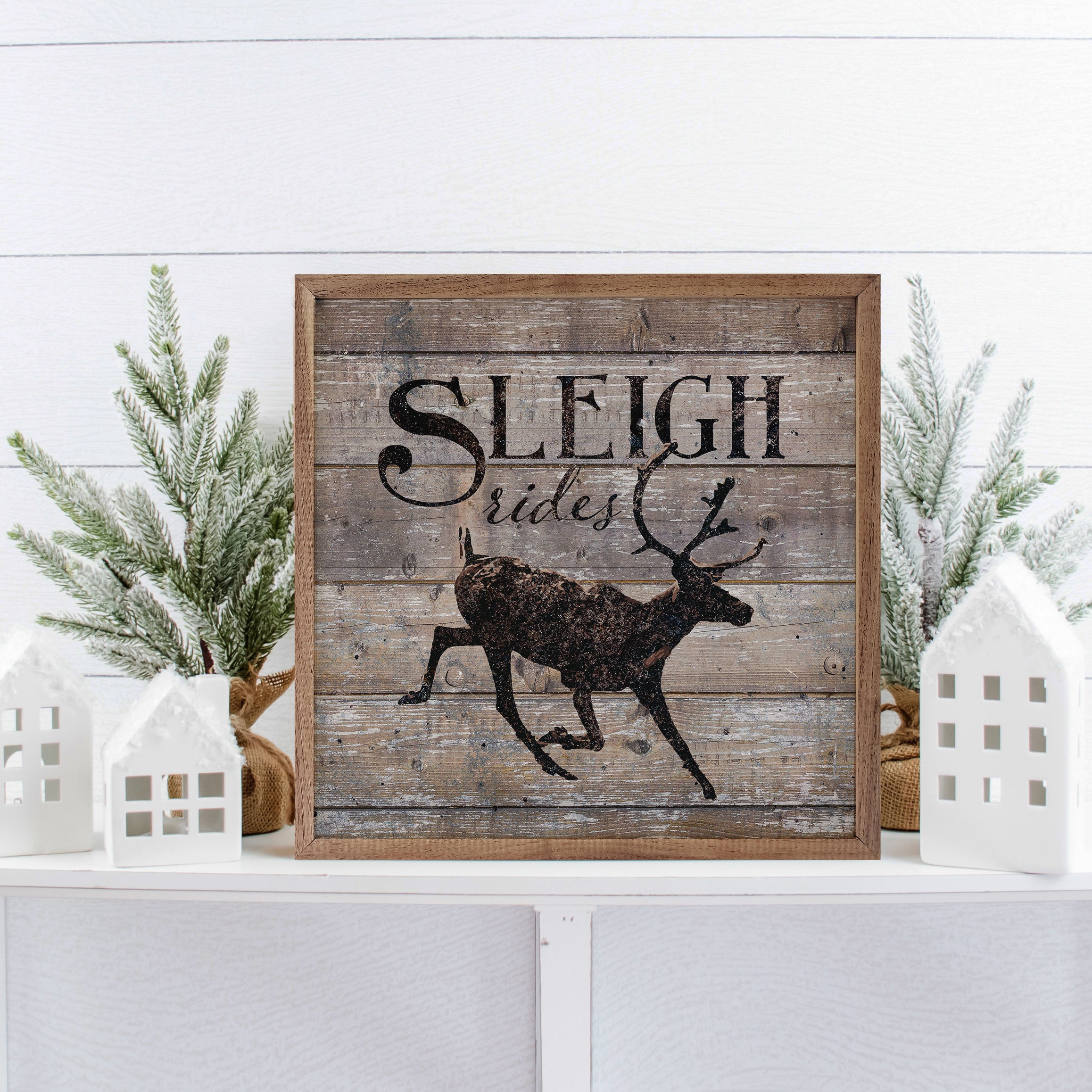 Sleigh Rides Reindeer Brown 16x16 / Brown
