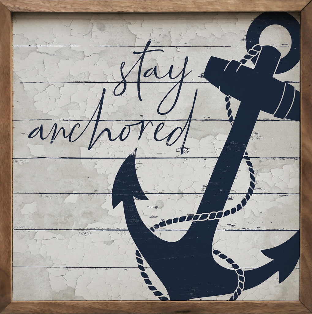 Stay Anchored Blue Whitewash 16x16 / Whitewash