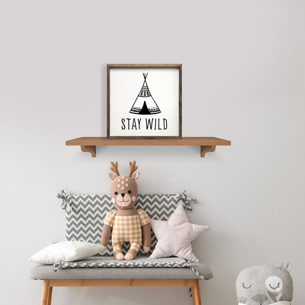 Stay Wild Teepee Black White 16x16 / White