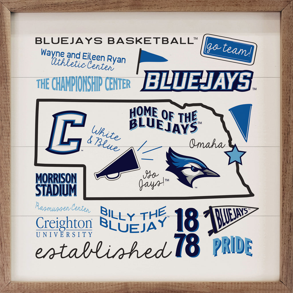 University Words Creighton 16x16 / White