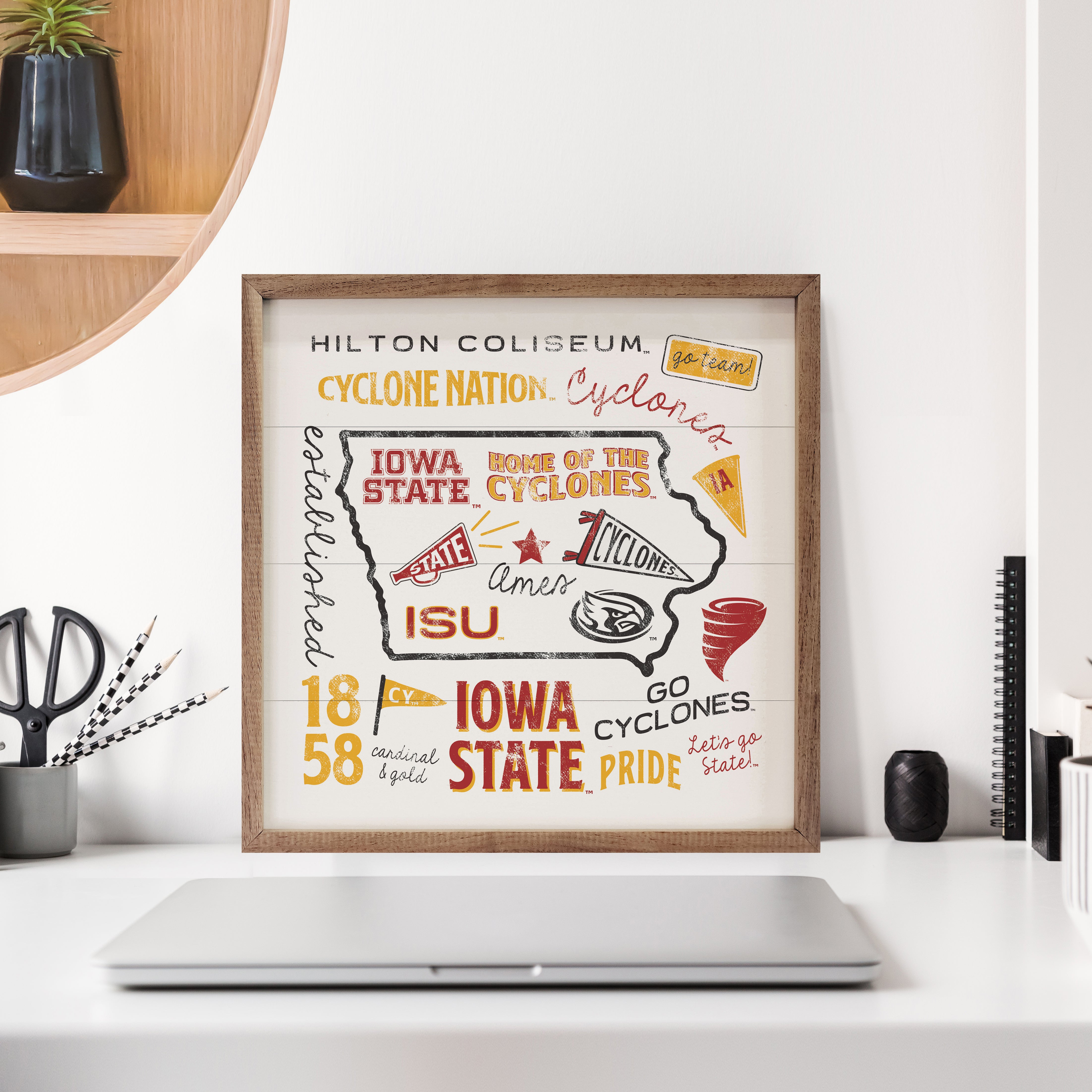 State Words Iowa State 16x16 / White