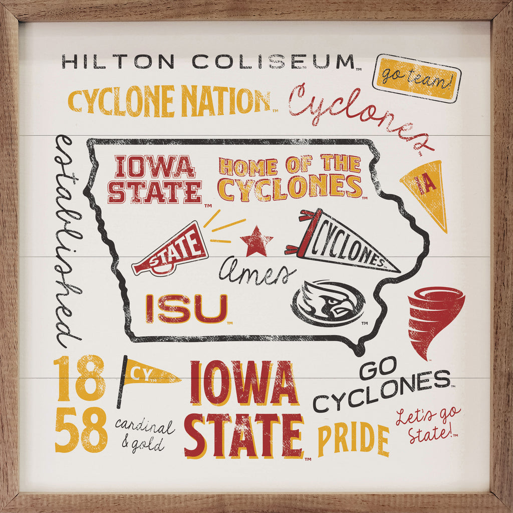 State Words Iowa State 16x16 / White